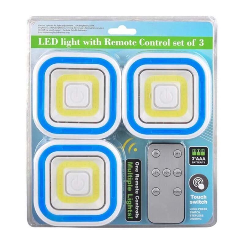 Powermaster PM-6936 Cob Ledli Pilli Uzaktan Kumandalı Üçlü Lamba Tezgah Altı Arası Aydınlatma Beyaz Led