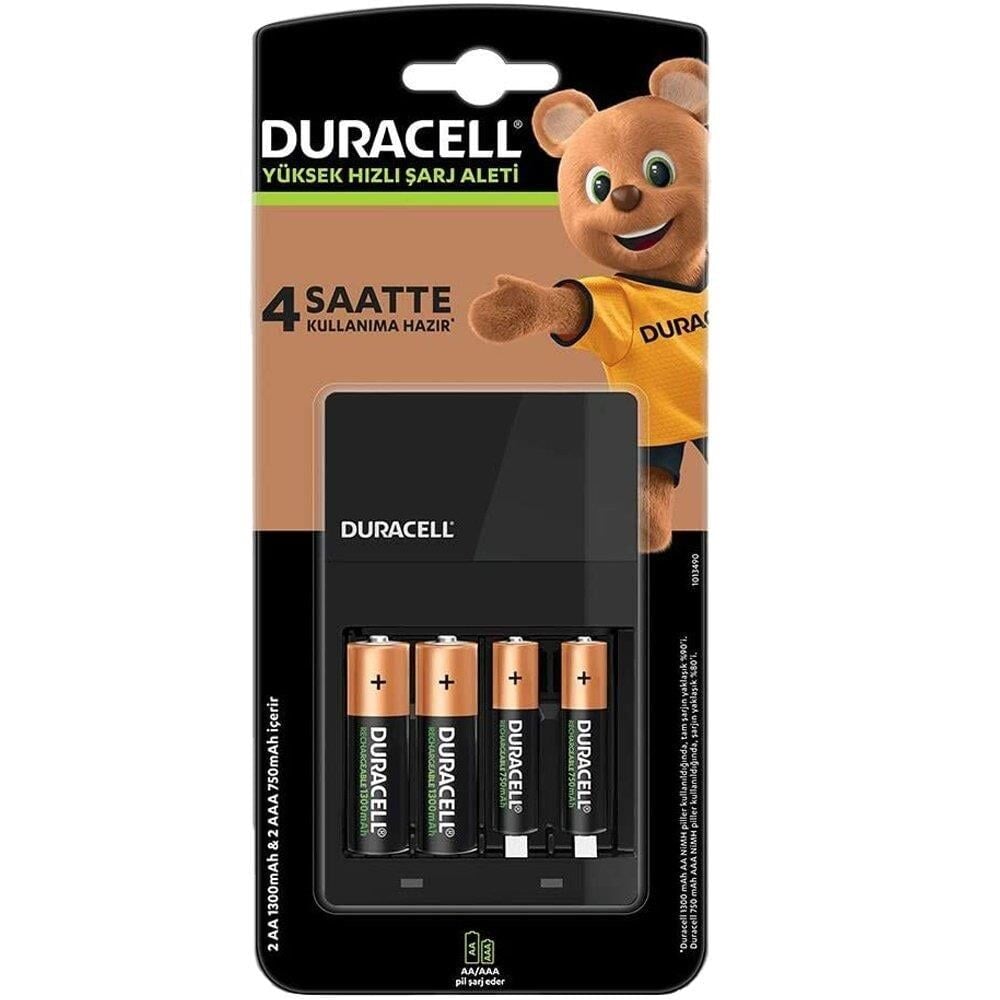 Duracell AAx2 + AAAx2 Pilli Hızlı Pil Şarj Aleti CEF14 2 Adet x750 mAh AAA+2 Adetx1300 mAh AA Pil