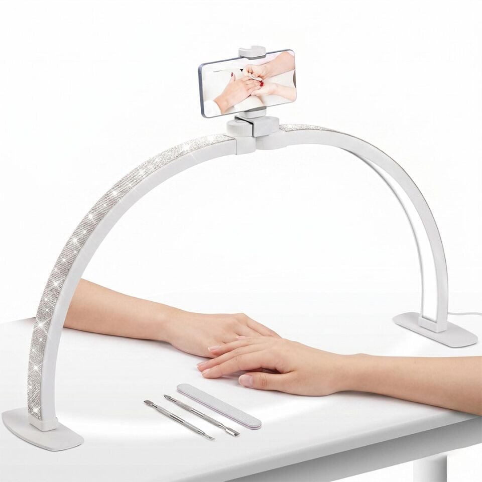 Trled F-550A AB-Pembe Elmas Desenli 55Cm Katlanabilir Masa Lambası Manikür Led Aydınlatma