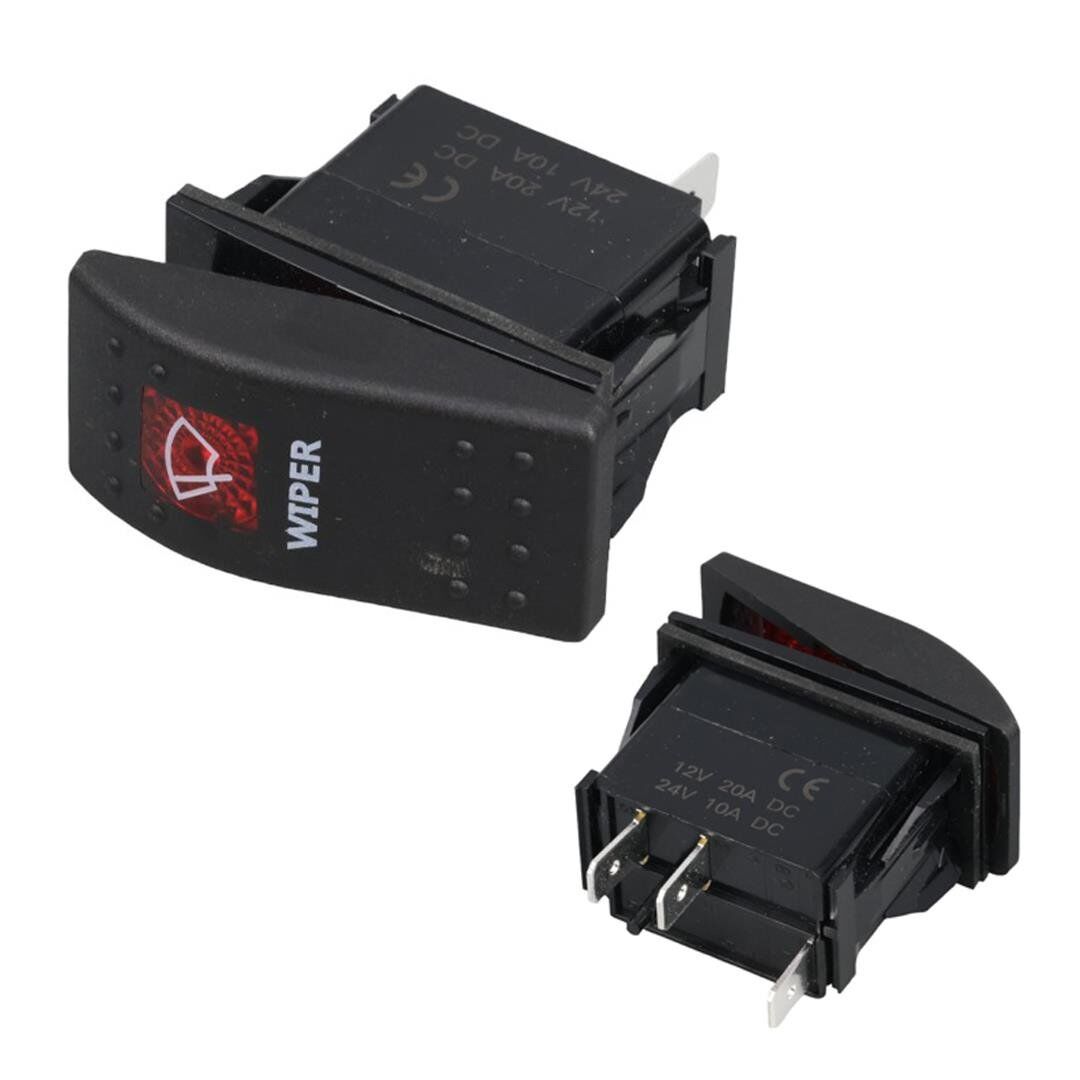 Silecek Sembollu Lambalı Işıklı Araç On Off Aç Kapa Anahtar Düğme Oto İçin 12-24 Volt Switch 3 Pinli