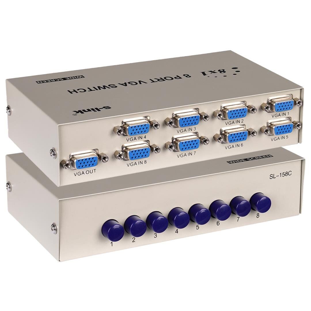 S-Link SL-158C 8X1 Port VGA Switch 8 Giriş - 1 Çıkış Çoklayıcı Çoğaltıcı