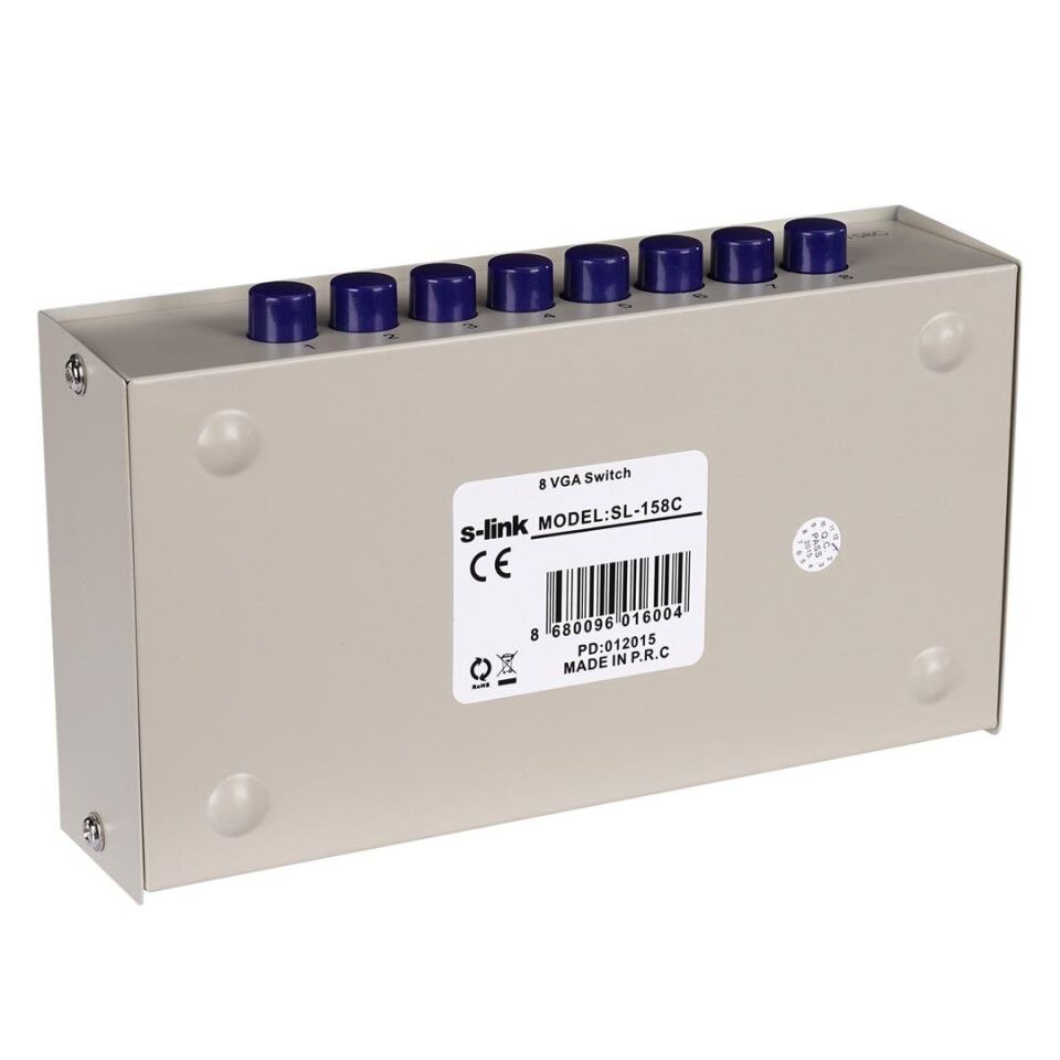 S-Link SL-158C 8X1 Port VGA Switch 8 Giriş - 1 Çıkış Çoklayıcı Çoğaltıcı