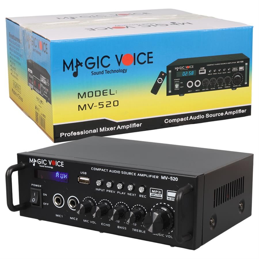 Magicvoice MV-520 15 Watt Usb Sd Bluetooth 1 Mikrofonlu Girişli Trafosuz Anfi Okul Cami Mağaza Tipi Amfi