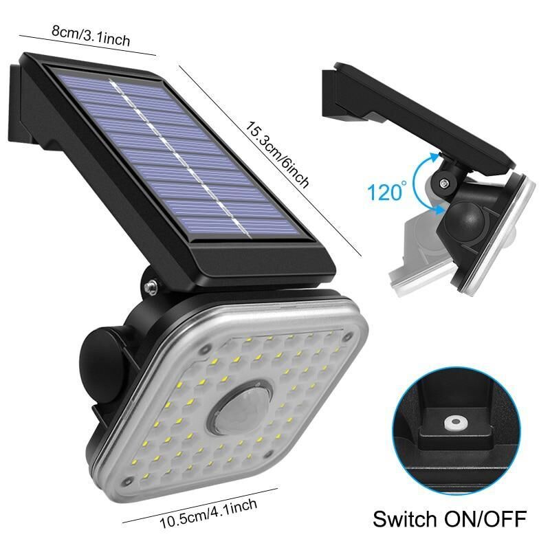 Powermaster LF-1750B 48 SMD Ledli 3 Modlu Sensörlü Solar Duvar Lambası Güneş Enerjili Bahçe Aydınlatması