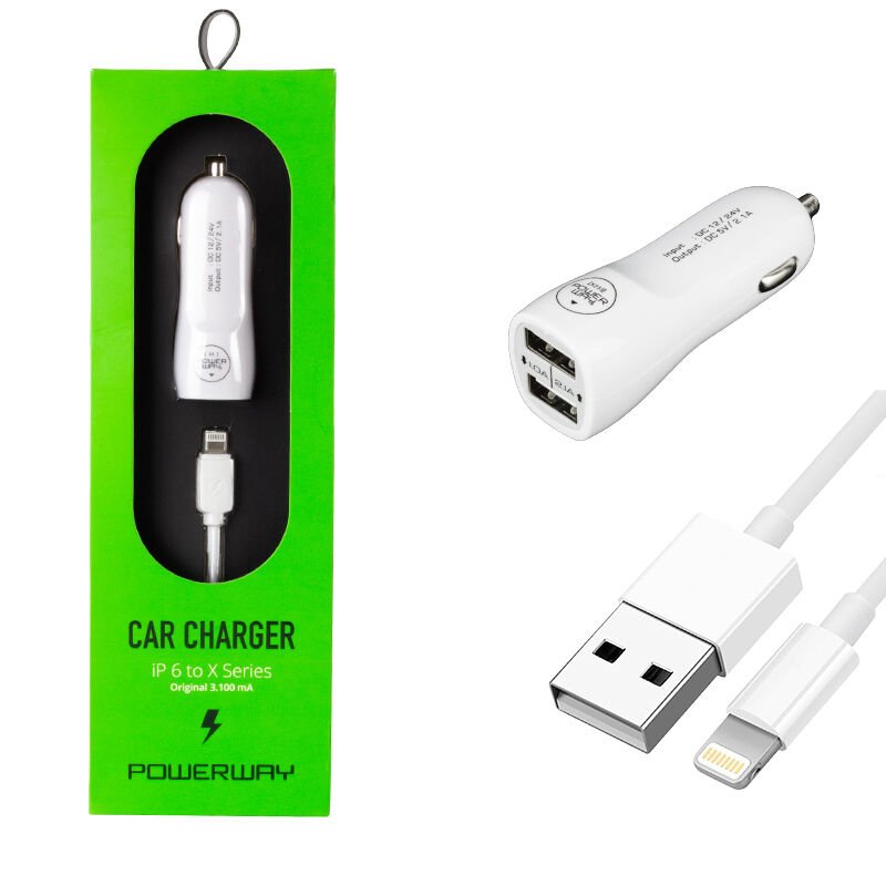 Powerway 3.1A İphone Araç Çakmaklık Şarj Aleti Cihazı Oto Hızlı Şarj Çakmaklık X3