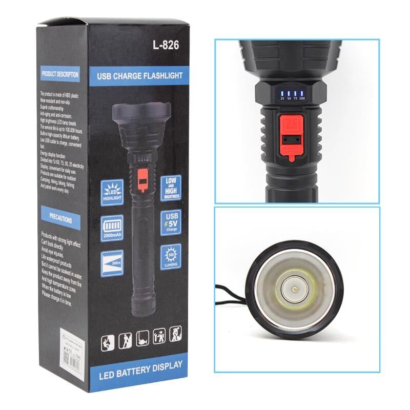 Ayt Powermaster L-826 USB Şarjlı 3 Kademeli 500 Lümen Ledli El Feneri 500 Lümen Aydınlatma
