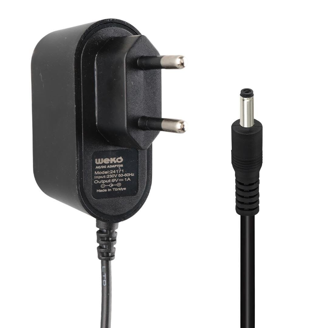Weko 9 Volt - 1 Amper 3.5x1.35 Uçlu Yerli Üretim Priz Tipi Adaptör Şarj Cihazı