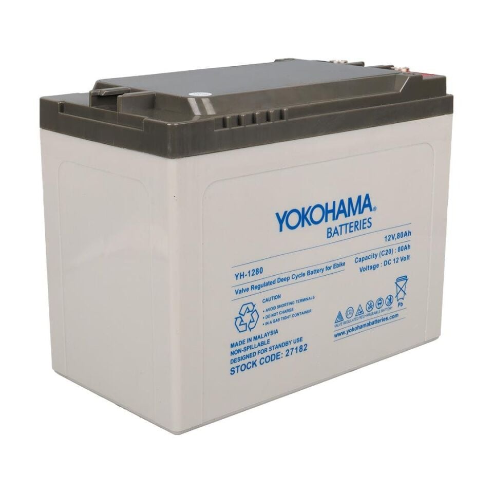 Ayt Yokohama YH-12.80 12 Volt 80 Amper Elektrikli Bisiklet Aküsü 175x120x226 Mm