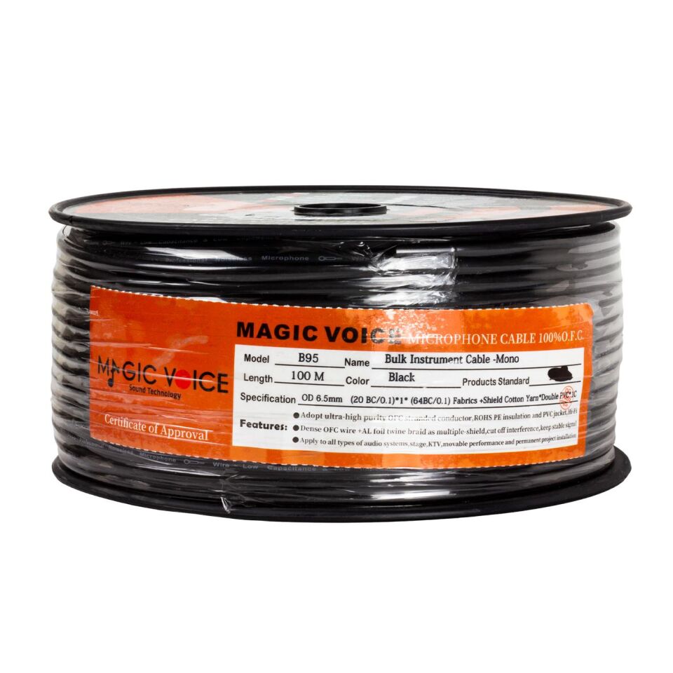 Magicvoice Mi̇krofon Kablosu Mono 1. Kali̇te 100 Metre Siyah