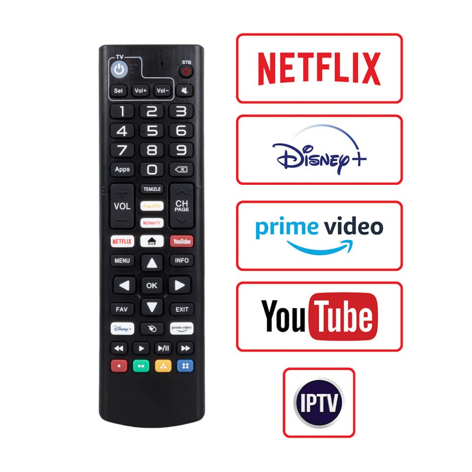 Ayt Dreamstar Android Netflix Youtube Prime Video Tuşlu Tv Uyumlu Lcd Led Tv Uydu Kumandası
