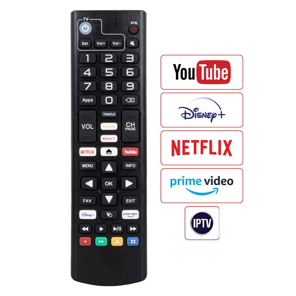 Ayt Dreamstar Android Netflix Youtube Prime Video Tuşlu Tv Uyumlu Lcd Led Tv Uydu Kumandası