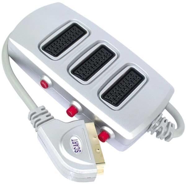 Scart Dağıtıcı 3 lü Silver Butonlu Scart Çoklayıcı Çoğaltıcı