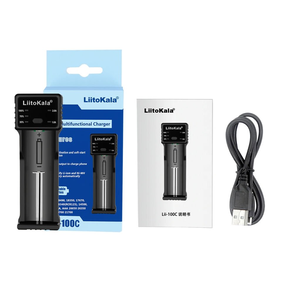 Liitokala LII-100C Pil Sarj Cihazı Aleti Ni-mh AA AAA C 18650 21700 18490 26650 18350 17500 Rcr123