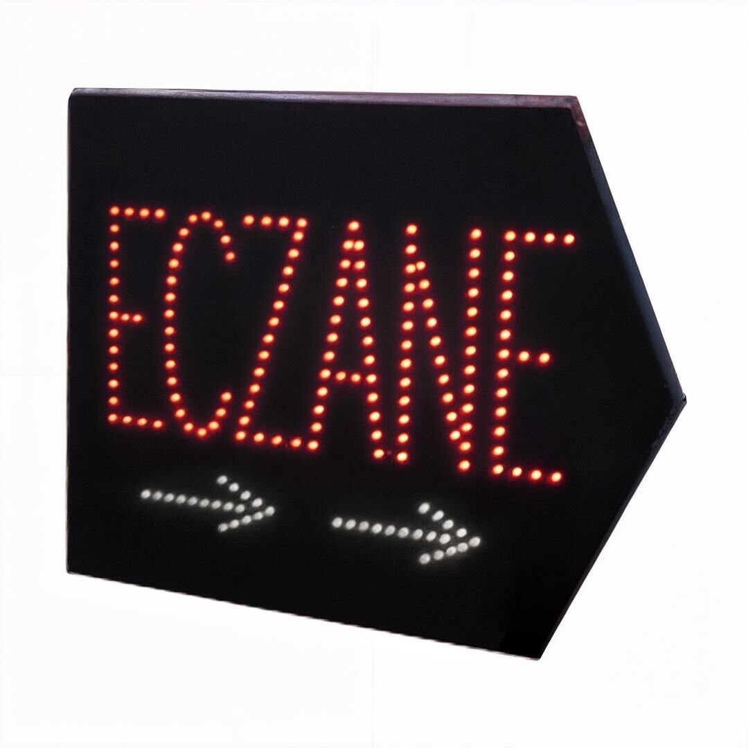 Ayt Powermaster PM-28338 Eczane SMD LED Tabelası Sağ OK Yönlü Kırmızı Beyaz Suya Dayanıklı 345x465mm