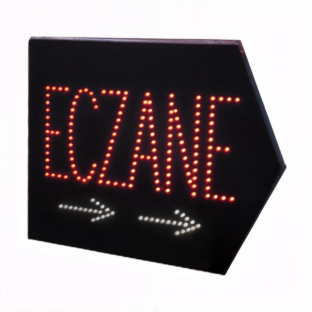 Ayt Powermaster PM-28338 Eczane SMD LED Tabelası Sağ OK Yönlü Kırmızı Beyaz Suya Dayanıklı 345x465mm