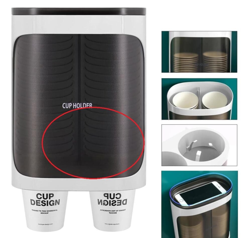 Ayt Sunup SN-27108 Kendinden Yapışkanlı Çiftli Plastik Karton Bardak Dispenseri Su Sebili Kahve Makinası Yanı Bardaklık OUTLET