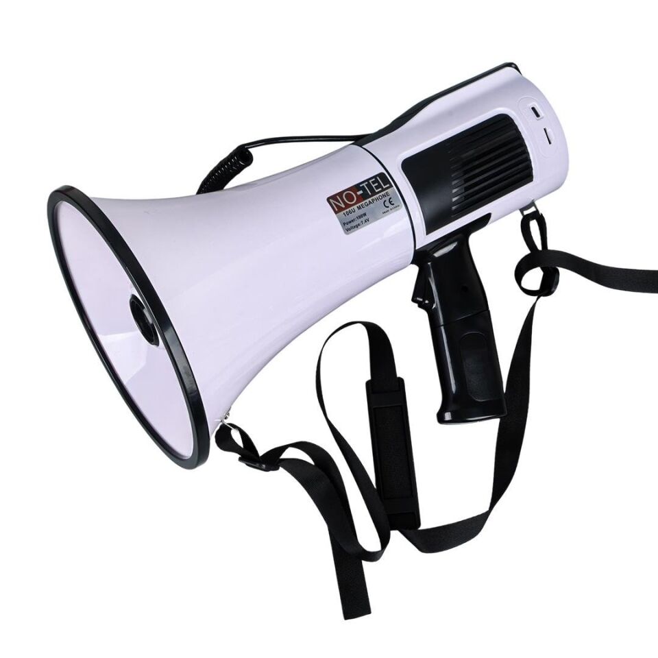 Ayt No-Tel 106U Bluetooth Usb Siren Ses Kayıt Özellikli Dahili Bataryalı 100 Watt Büyük Boy Megafon Hoparlör