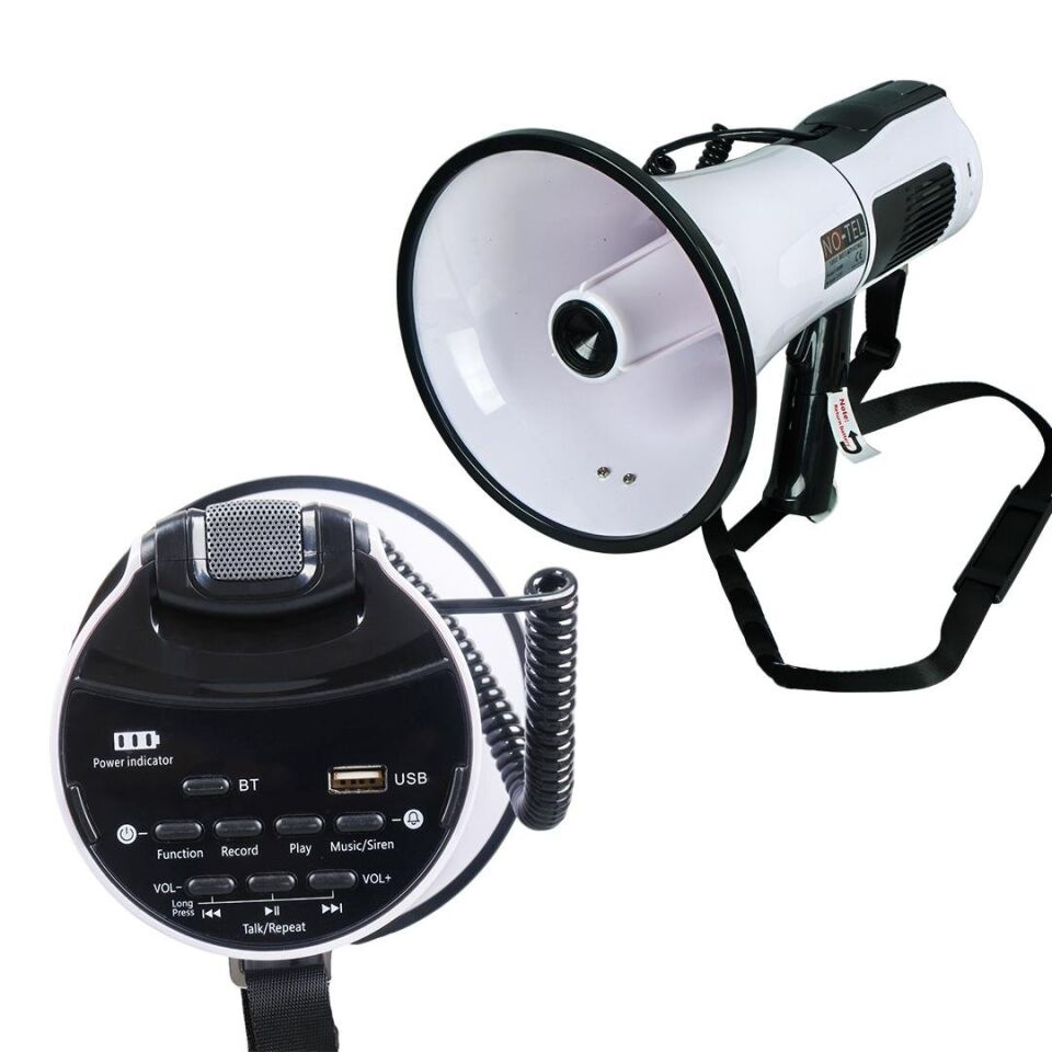 Ayt No-Tel 106U Bluetooth Usb Siren Ses Kayıt Özellikli Dahili Bataryalı 100 Watt Büyük Boy Megafon Hoparlör