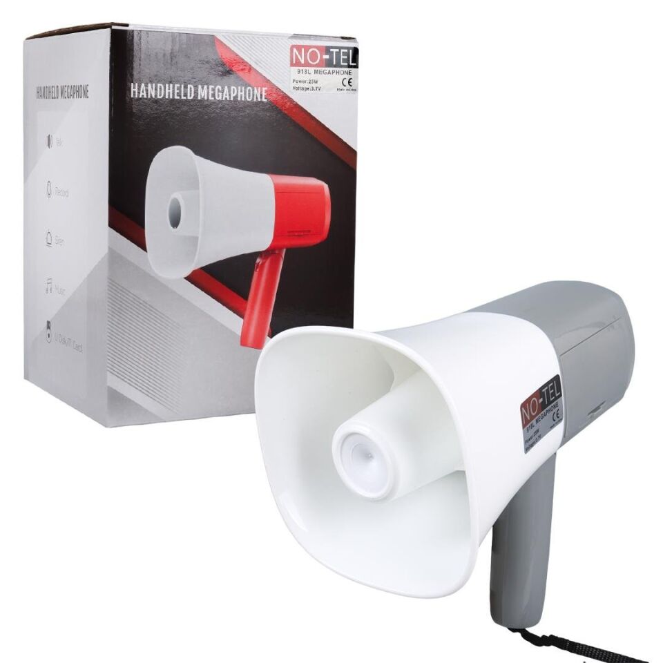 Ayt No-Tel 918L 25 Watt Bluetooth-Usb-Siren-Ses Kayıt Özellikli Dahili Bataryalı Mini El Tipi Megafon