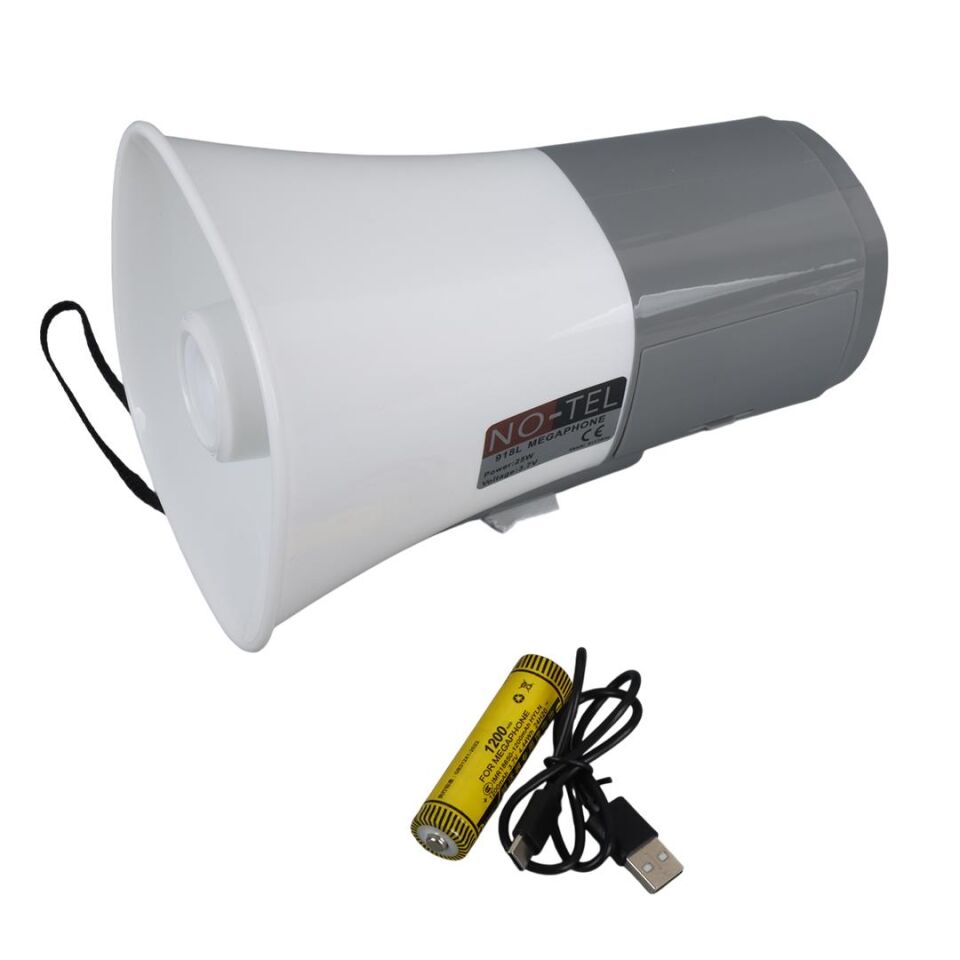 No-Tel 918L Bluetooth-Usb-Siren-Ses Kayıt Özelikli Dahili Bataryalı 25 Watt Mini El Tipi Megafon