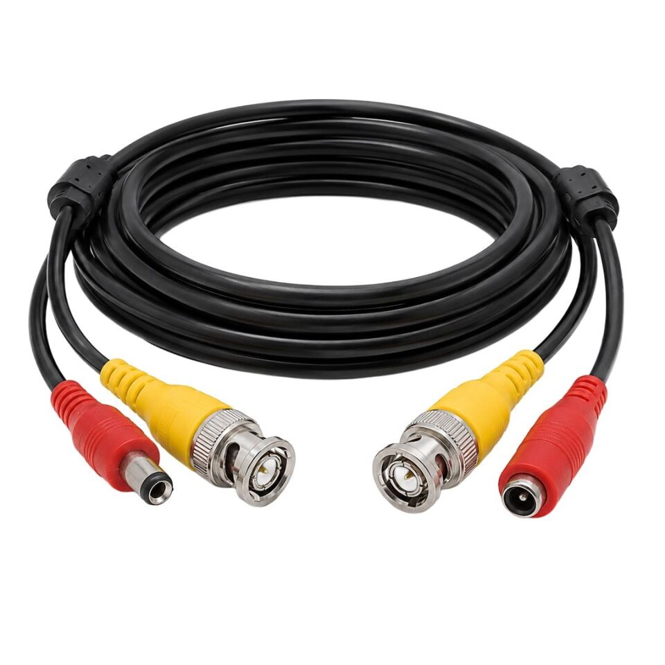 Powermaster Bnc Bnc Hazır Kamera Kablosu Power Kablo Dişi-Erkek Jacklı 5 Metre CCTV Dvr Kamera Arası Kablo