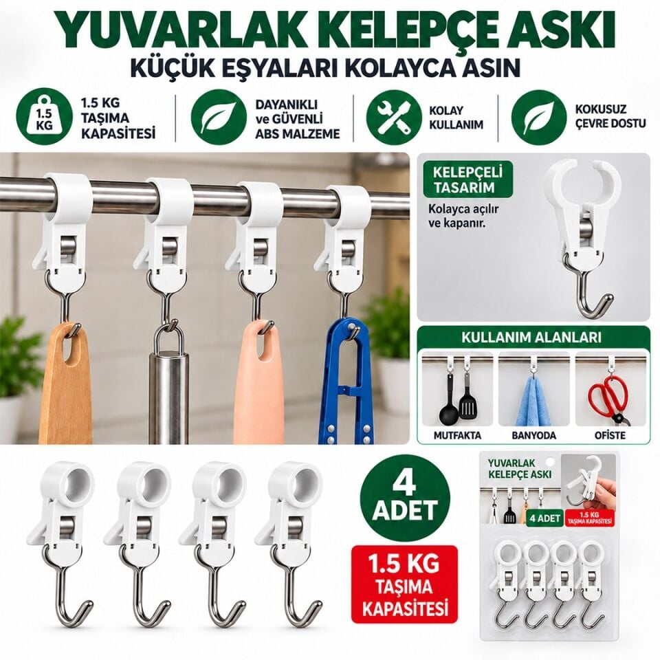 Sunup SN-38120 Yuvarlak Kelepçe Askı 65X11.5X15.5Mm 4'Lü Paket