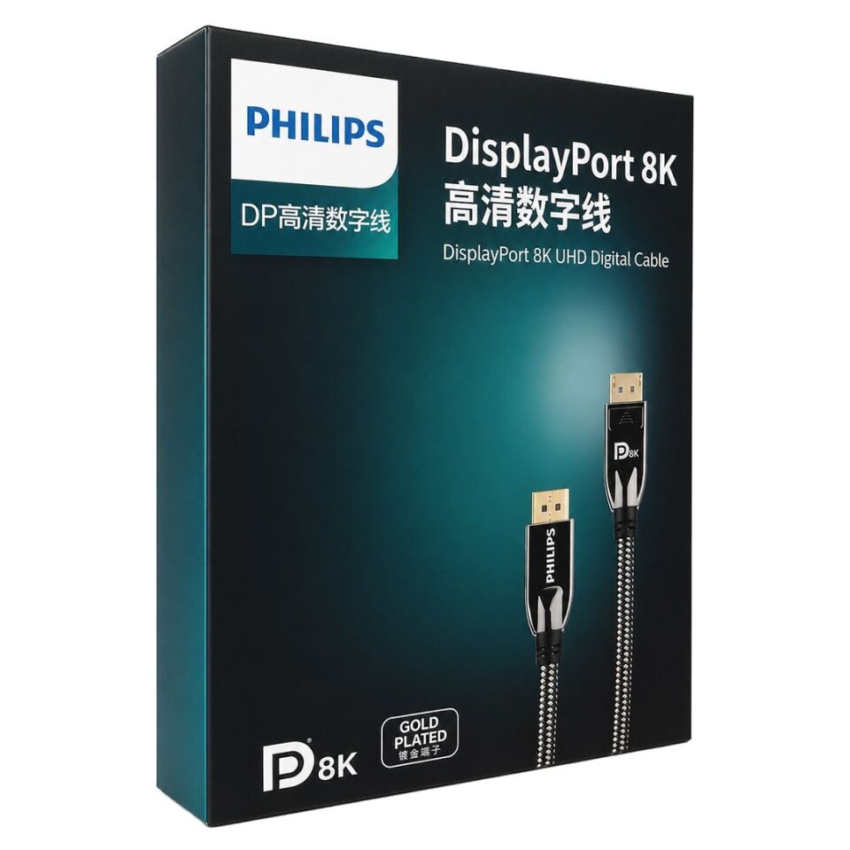 Philips SWR3139W/93 2 Metre 8K 60Hz Displayport 1.4 Kablo Premium Örgülü Zırhlı