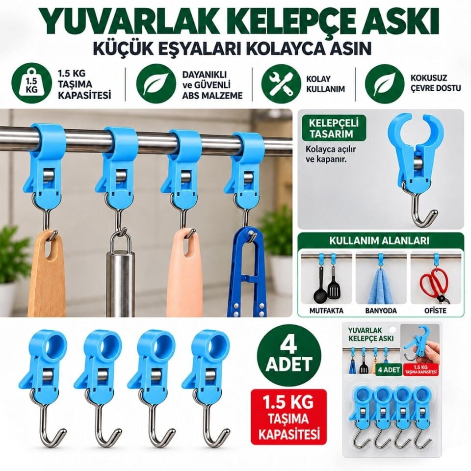 Sunup SN-38119 Yuvarlak Kelepçe Askı 80X12x18mm 4'Lü Paket