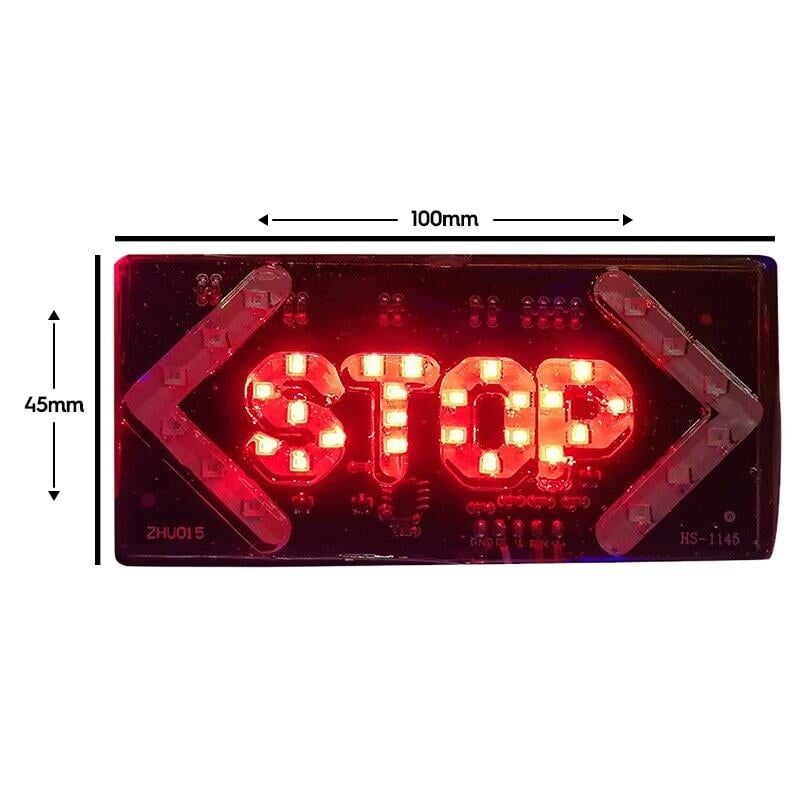 Ayt Elektrikli İşaret Cihazı Oklu Stop Küçük Araç İçi 12V Oto Ledli Stop Yazısı