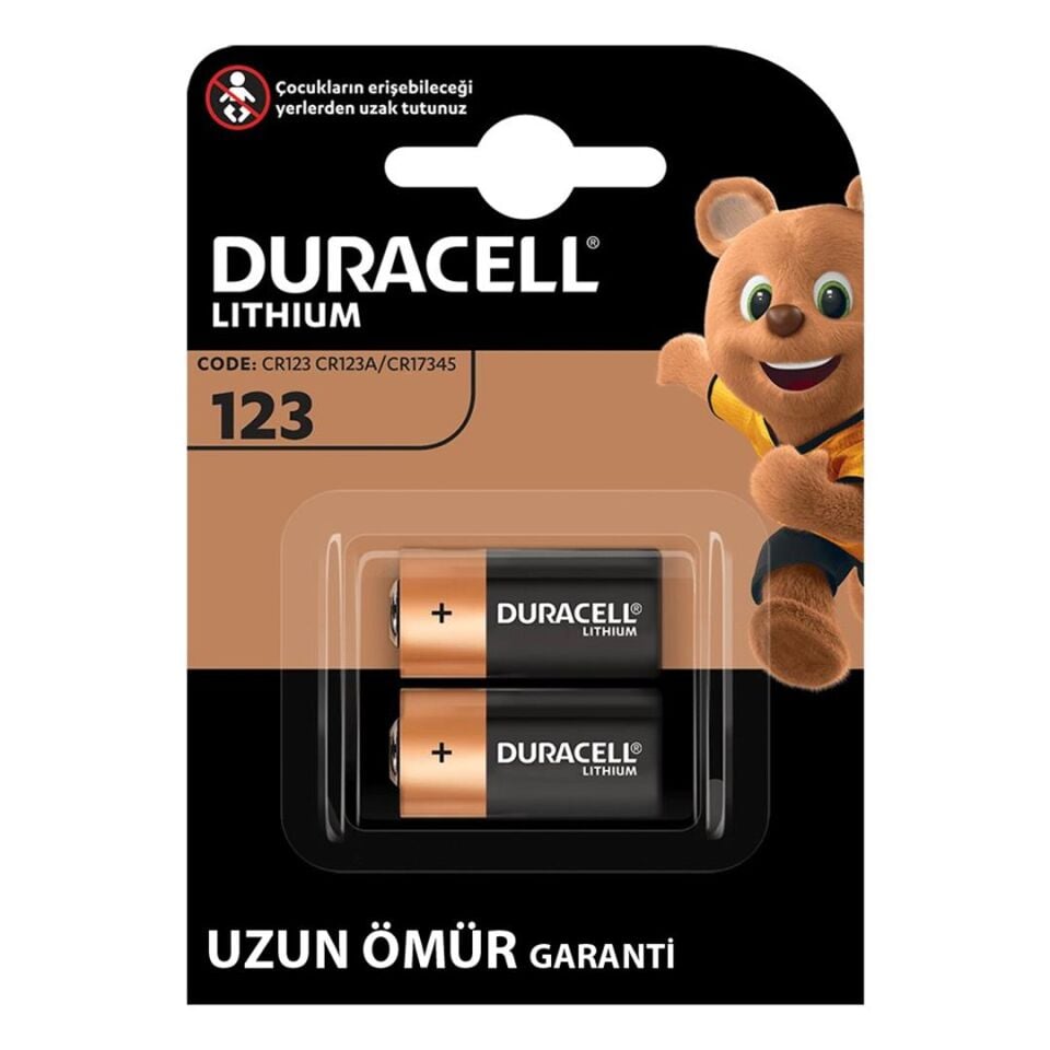 DURACELL CR123A 3 VOLT LİTYUM PİL (2Lİ PAKET FİYATI)