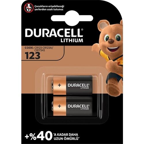 DURACELL CR123A 3 VOLT LİTYUM PİL (2Lİ PAKET FİYATI)