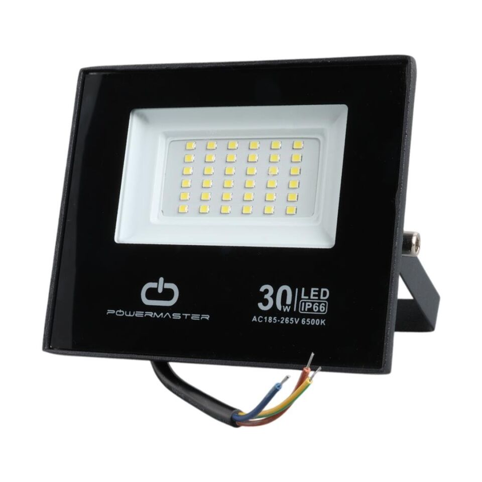 Powermaster PM-22585 30 Watt 220 Volt 6500K Işık Açısı Siyah Slim Kasa Led Projektör Lamba Dış Mekan Aydınlatma