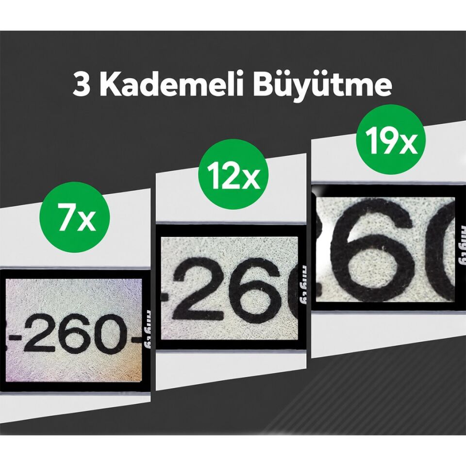 Powermaster PM-37911 7X-12X-19X Büyütmeli Led Ve Uv Işıklı Taşınabilir Dijital İnceleme Mikroskobu