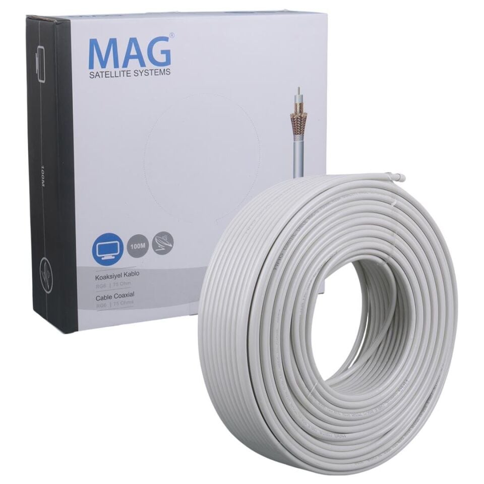 Mag RG6-U4 Bakır SAT1 Anten Kablosu 100 Mt