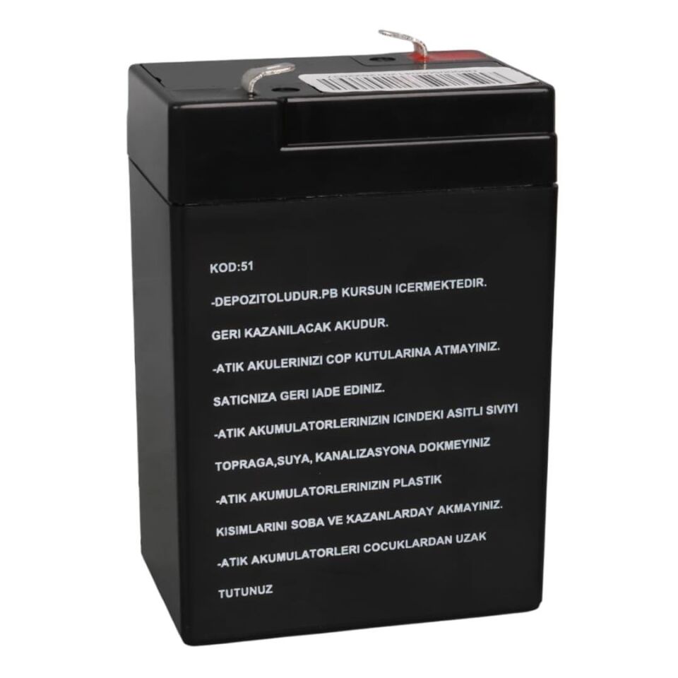 Ayt Energy Mustang 6 Volt 4 Amper Kuru Işıldak Lamba Aküsü 70x48x101 Mm