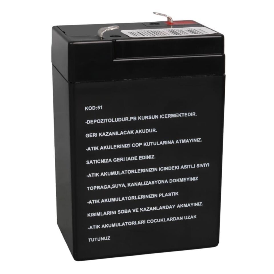 Ayt Energy Mustang 6 Volt 4 Amper Kuru Işıldak Lamba Aküsü 70x48x101 Mm