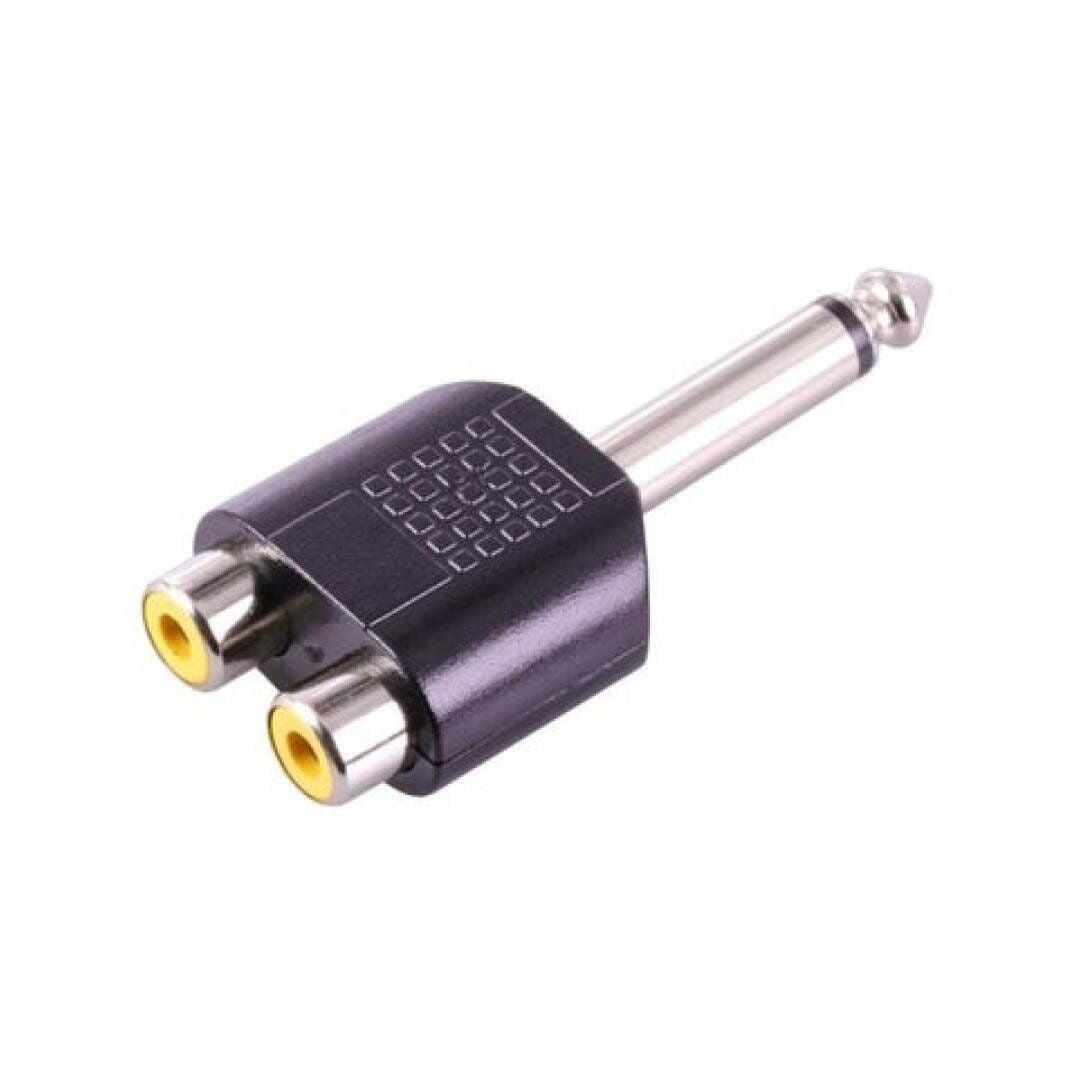 6.3 mm Mono Erkek 2 Rcd Dişi Jack 6.3 mm Kalın Mikrofon Girişini Renkli Rca Çıkışına Çevirici Dönüştürücü