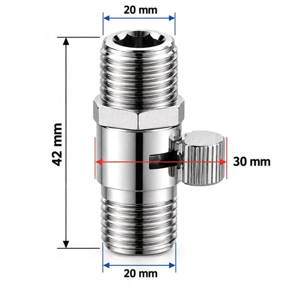 Sunup SN-38122 Metal Çift Dış Dişli Ayarlanabilir Akış Kontrol Vanası