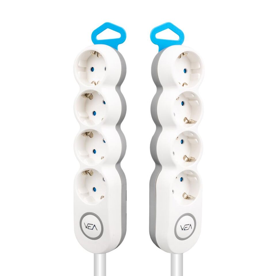 Vea VE-2S4S 4 Lü 1.5 Metre Kablolu Anahtarlı Grup Priz Uzatma Kablosu 3680 Watt 16 Amper