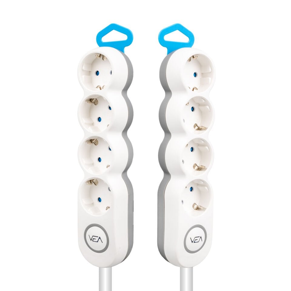 Vea VE-2S4S 4 Lü 1.5 Metre Kablolu Anahtarlı Grup Priz Uzatma Kablosu 3680 Watt 16 Amper