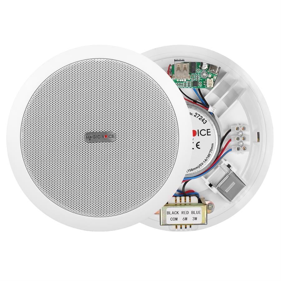 Magicvoice TPI-351 6 İnç 16 Cm Hat Trafolu Alçıpan Asma Tavan Tipi Hoparlör Mağaza Kolon 6W RMS MP3 Usb Uyumlu Beyaz