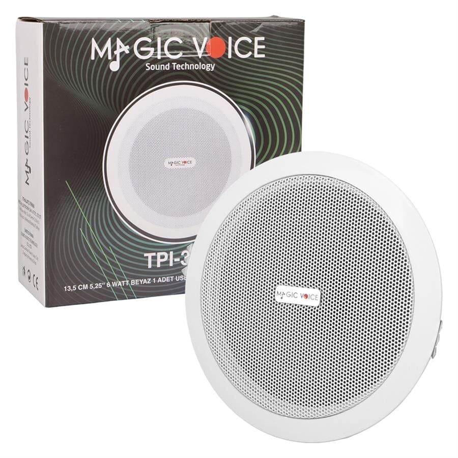 Magicvoice TPI-350 5 İnç 13.5 Cm Hat Trafolu Alçıpan Asma Tavan Tipi Hoparlör Mağaza Kolon 6W RMS MP3 Usb Uyumlu Beyaz