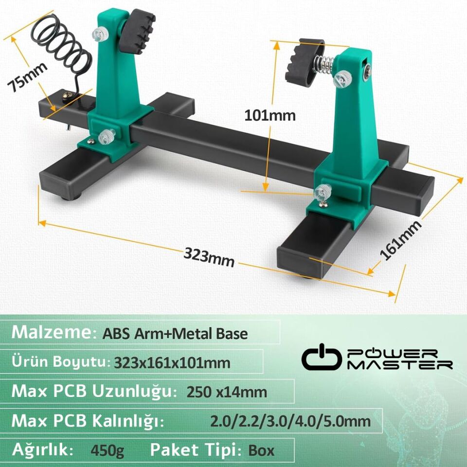 Ayt Powermaster PM-26594 Ayarlanabilir PCB Levha Board Tutucu Lehim Havya Tamir Standı Tutacağı