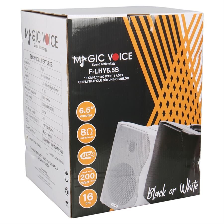Magicvoice F-LHY6.5S 6.5 İnç 16 Cm Hat Trafolu Duvar Tipi Sütun Okul Cami Hoparlör 30W RMS 200W Peak MP3 Usb Uyumlu