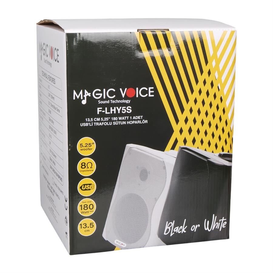 Magicvoice F-LHY5S 5.25 İnç 13.5 Cm Hat Trafolu Duvar Tipi Sütun Okul Cami Hoparlör 20W RMS 180W Peak MP3 USB Uyumlu