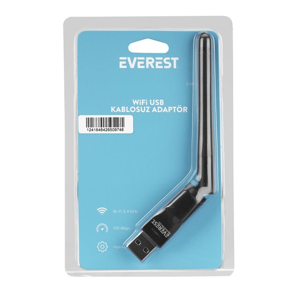 Everest EWN-212 2.4GHz MT7601 İşlemcili 2dBi 150 Mbps Wireless Usb Kablosuz Adaptör İp Tv Uydu Cihazı Uyumlu