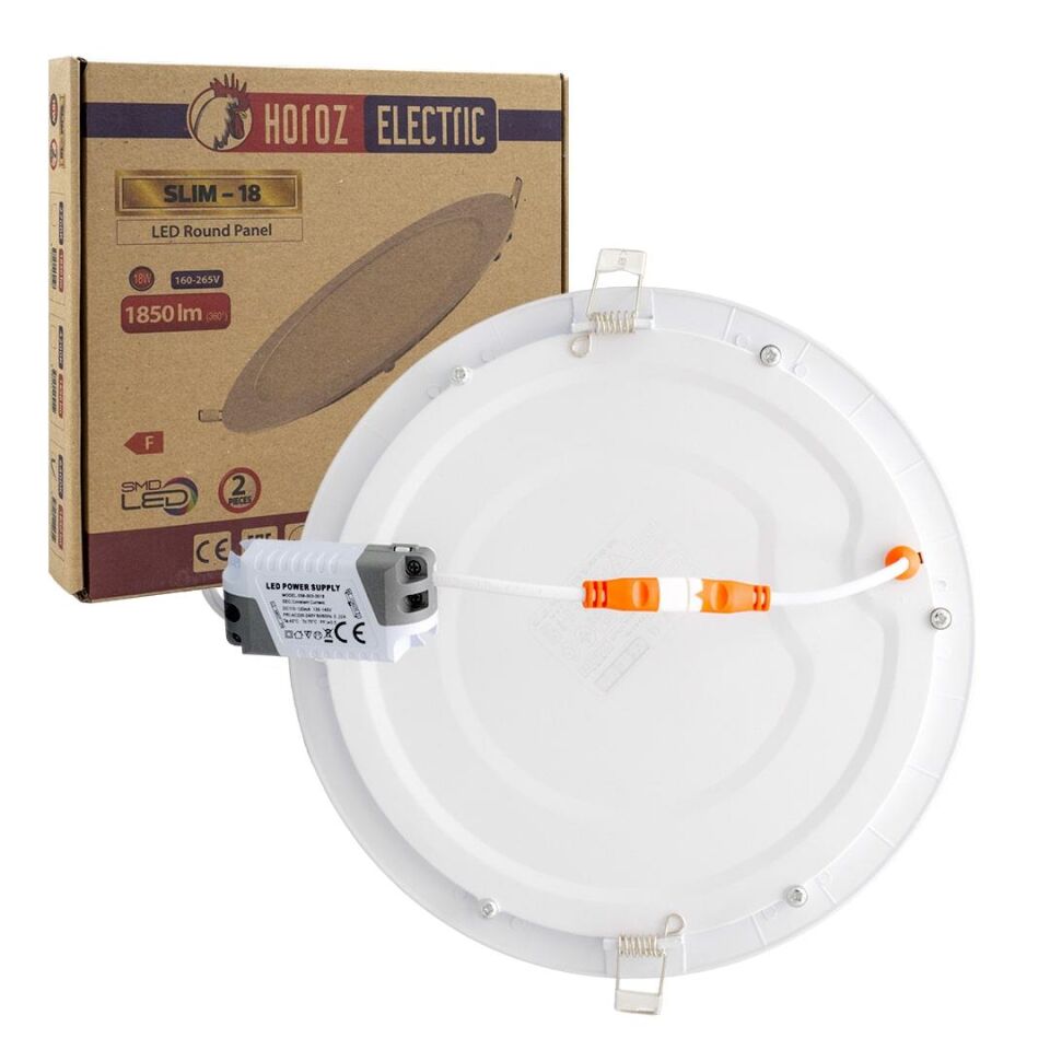 Ayt Horoz Slim-18 18 Watt 6400K Smd Sıva Altı Beyaz Spot Panel Led Aydınlatma Lamba 2 Li Paket