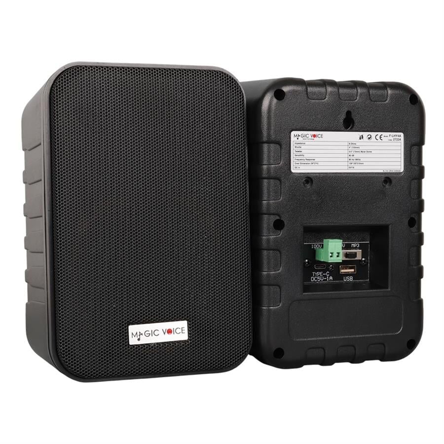 Magicvoice F-LHY4A 4 İnç 10 Cm Hat Trafolu Duvar Tipi Sütun Okul Cami Hoparlör 10W RMS 150W Peak MP3 USB Uyumlu Çiftli Takım Set