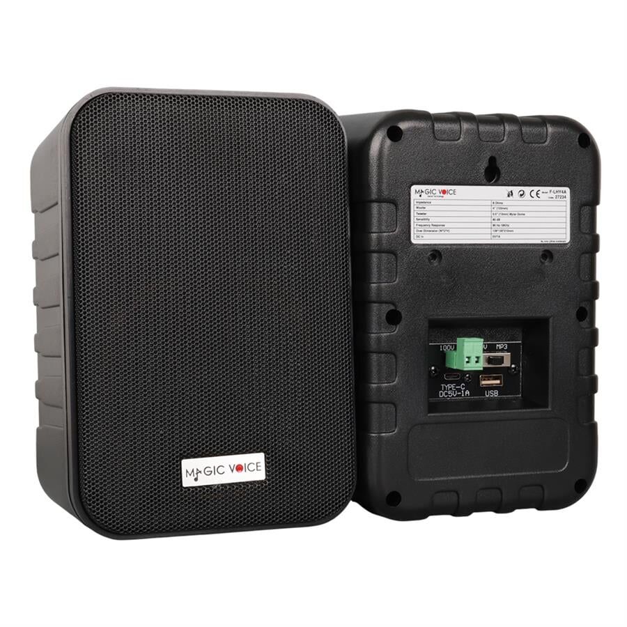 Magicvoice F-LHY4A 4 İnç 10 Cm Hat Trafolu Duvar Tipi Sütun Okul Cami Hoparlör 10W RMS 150W Peak MP3 USB Uyumlu Çiftli Takım Set