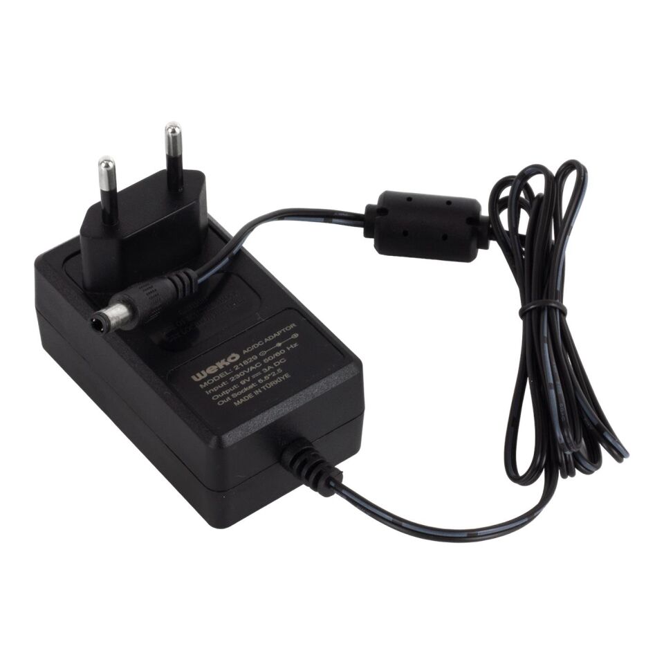 Ayt Weko 9 Volt 3 Amper Priz Tipi Plastik Kasa Adaptör 5.5x2.5 Uç Yerli Üretim